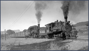 Narrow gauge train. Courtesy Denver Public Library, Western History Collection, Otto C. Perry, OP-7854.