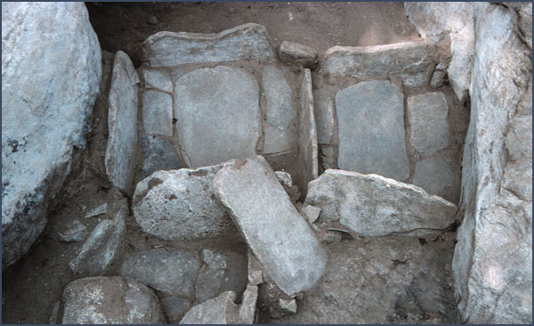 Metate bins. Photo by James Kleidon; copyright Crow Canyon Archaeological Center.