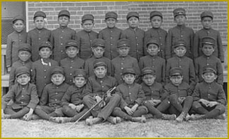 Pueblo boys in uniforms at boarding school.