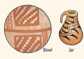 Pueblo I red ware pottery.